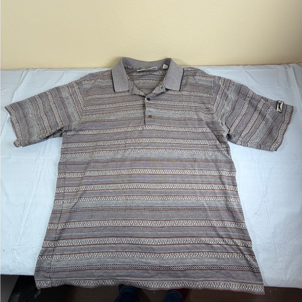 Vintage Slazenger Gray Patterned Polo Shirt‎